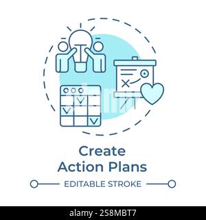 Create action plans soft blue concept icon Stock Vector