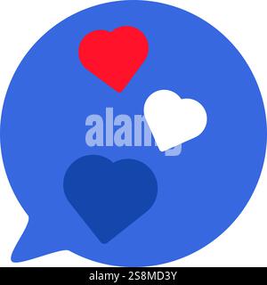 Souvenir talking bubble in colors of France flag, meeting foreign guests. Traditional festive element, attributes of French flag day. Cartoon vector i Stock Vector