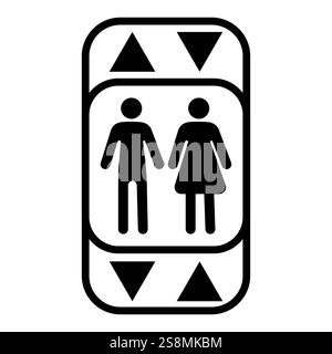 Black and White lift Elevator Icon with People Stock Vector