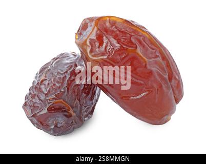 Two tasty dried dates isolated on white Stock Photo