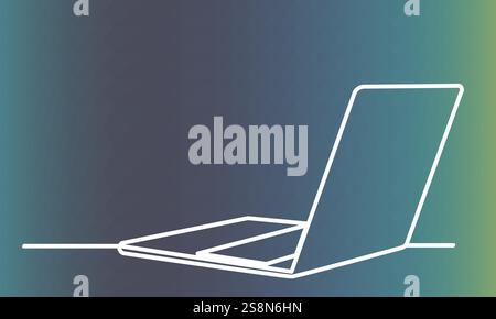 laptop sketch continuous line drawing, vector Stock Vector
