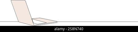 laptop sketch continuous line drawing, vector Stock Vector
