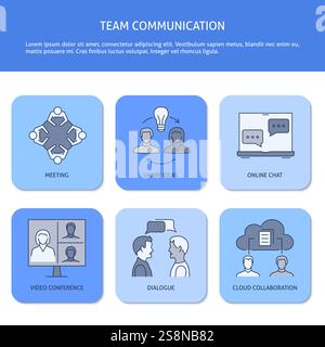 Team communication banner with place for text. Vector illustration. Stock Vector