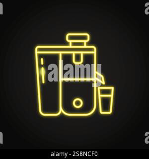 Neon juicer icon in line style. Kitchen equipment symbols. Vector illustration. Stock Vector