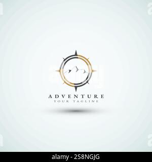 Compass and mountain logo design template Stock Vector