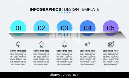 Infographic template with icons and 5 options or steps. Can be used for workflow layout, diagram, banner, webdesign. Vector illustration Stock Vector