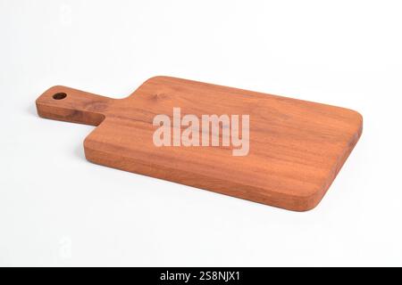 Wooden cutting board isolated on white background, handmade wood cutting board Stock Photo