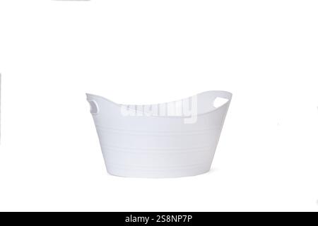 A white plastic bucket on a white background Stock Photo