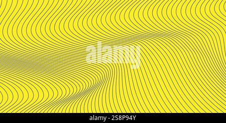 Wavy lines create a vibrant pattern on a yellow background. Vector illustration Stock Vector