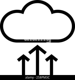 cloud upload process line icon, outline symbol, vector illustration ...