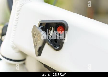 An image of a pedelec power switch detail Stock Photo