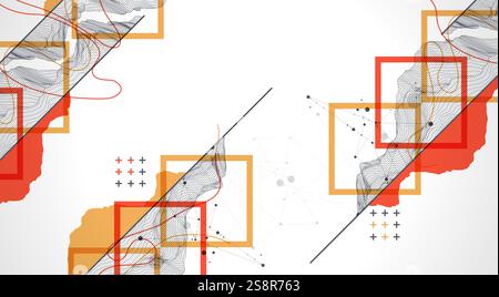 Trendy abstract wireframe background. Modern science or technology art elements. Surface illustration. Stock Vector