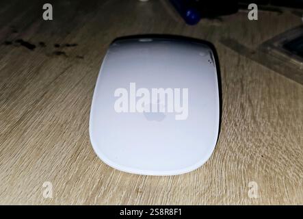 Cairo, Egypt, January 22 2025: Apple wireless mouse, Apple Inc. is an American multinational corporation and technology company headquartered in Cuper Stock Photo