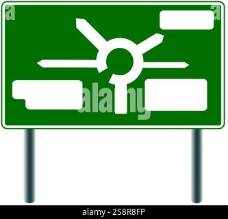 UK green road sign with a roundabout and space for your text, Choice or direction concept Stock Vector