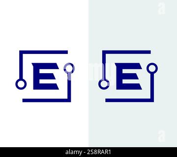 letter e tech logo, technology logo, vector illustration Stock Vector