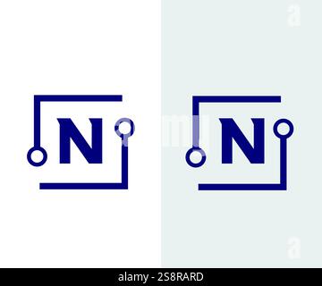 letter n tech logo, technology logo, vector illustration Stock Vector