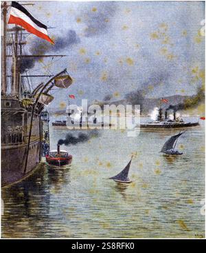 German forces seize Samoa 1899. German Samoa (Deutsch-Samoa) was a German protectorate from 1900 to 1914, consisting of the islands of Upolu, Savai'i, Apolima and Manono, now wholly within the independent state Samoa, formerly Western Samoa. Samoa was the last German colonial acquisition in the Pacific basin. In 1899 after the Second Samoan Civil War the Samoan Islands were divided by the three involved powers. Stock Photo