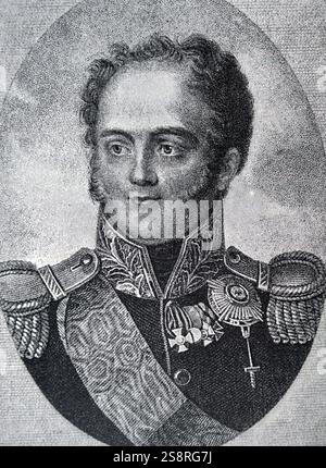 Engraved portrait of Alexander I of Russia (1777-1825). Dated 19th Century Stock Photo