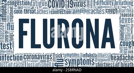 Flurona - Flu and Corona Virus conceptual vector illustration word cloud isolated on white background. Stock Vector