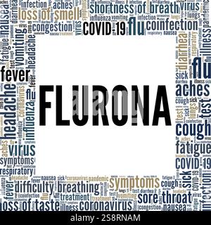 Flurona - Flu and Corona Virus conceptual vector illustration word cloud isolated on white background. Stock Vector