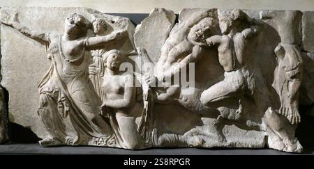The Bassae Frieze comprises a series of relief marble sculptures