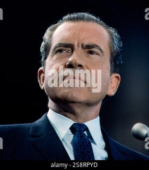 Richard Nixon (1913 - 1994) president of the United States, serving from 1969 to 1974. A member of the Republican Party, Nixon previously served as the 36th vice president from 1953 to 1961, he became the only president to resign from the office, following the Watergate scandal. Stock Photo
