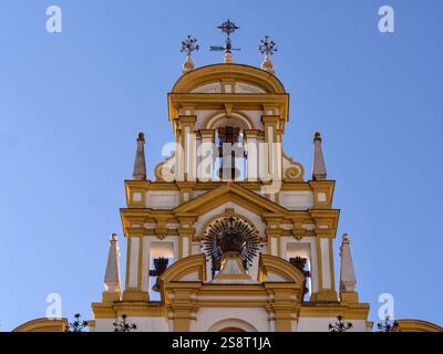 SEVILLE, SPAIN - MARCH 16, 2016:  Exterior view of the bell tower of the Basilica de la Macarena church Stock Photo