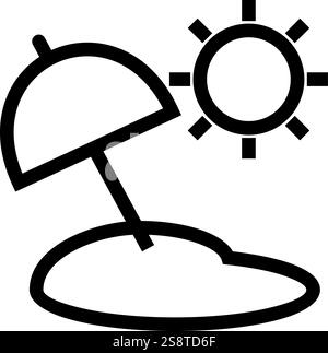 Umbrella on Beach icon vector. Suitable for mobile apps, web apps and print media. Stock Vector