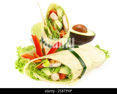 Chicken Wrap on white Background Stock Photo