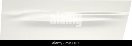 Realistic texture of plastic wrap featuring crumpled wrinkles and folds, overlaying a clean white background. Subtle interplay of light and shadow Stock Vector