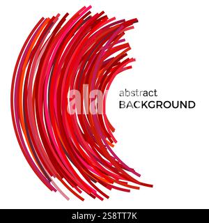 Abstract background with red colorful curved lines in a chaotic order. Colored lines with place for your text  on a white background. Stock Vector
