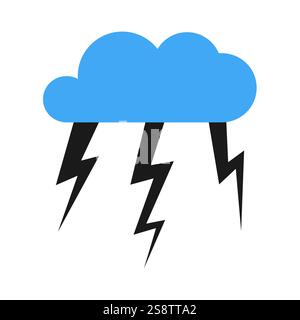 A cloud with a thunderstorm. Vector illustration. Stock Vector
