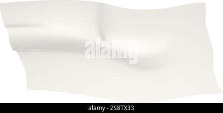 Realistic, wrinkled piece of adhesive tape with curved and folded corners gracefully waving on a white background, generating a dynamic and playful Stock Vector