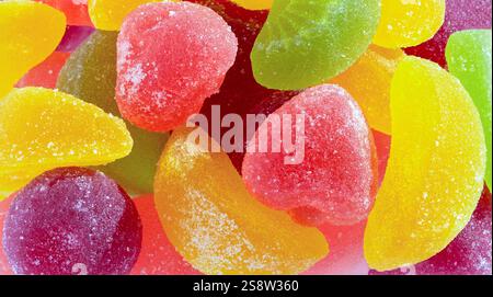 Jelly candies. Jelly fruit sweets close up. Stock Photo