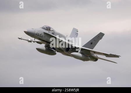 Spanish F-18 Fighter Jet Flying During Exercise Iniochos in Greece Stock Photo