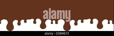 Seamless Chocolate Drip Border Design Minimalistic Abstract Brown and White Background for Creative Food Themes or Templates Stock Vector