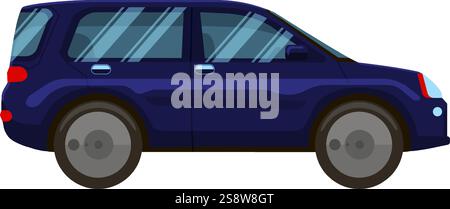 Side view of a dark blue compact SUV parked on a white background, showcasing its modern design and family friendly features, perfect for urban Stock Vector