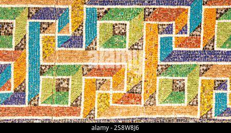 Marble mosaic decoration. Detail and colors in this photography, no people, geometric pattern Stock Photo