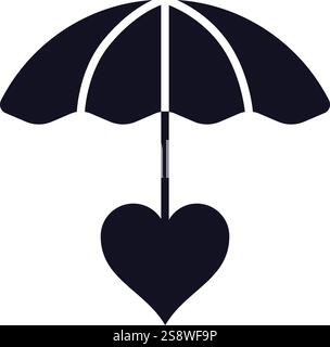 Conceptual illustration depicting an umbrella protecting a heart, representing the safeguarding of love, nurturing relationships, and promoting Stock Vector