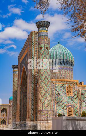 Samarkand, Uzbekistan, Registon main square admiring ancient monuments ...