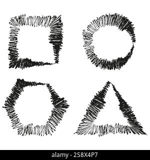 Abstract geometric forms. Artistic line design. Bold black textures. Creative shape patterns. Stock Vector