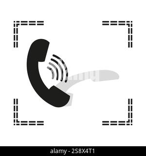 Phone receiver icon. Wireless communication shape. Call vector symbol. Black and white. Stock Vector