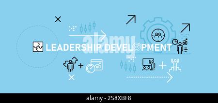 Leadership development concept highlighting leadership training corporate mentoring succession planning leader advancement and professional growth for Stock Vector