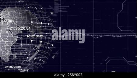Global network connections and data points image over world map Stock Photo