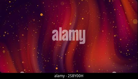 Image of glowing light spots moving over light trails on black background Stock Photo