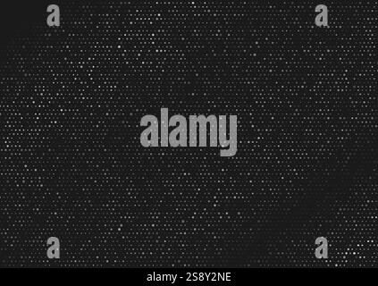 Grey silver small halftone particles abstract background. Vector graphic design Stock Vector