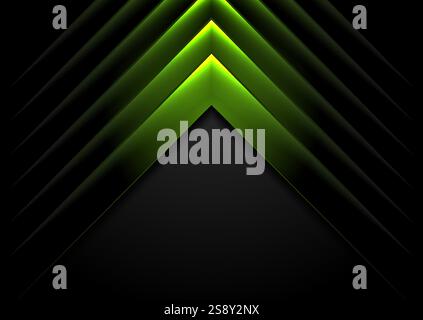 Green black arrows tech glowing abstract background. Vector design Stock Vector