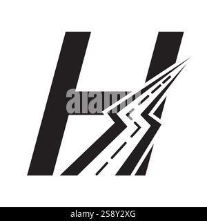 Initial Road Logo Design On Letter H For Transportation and freight Symbol Vector Stock Vector