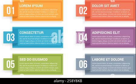 Six infographics elements with place for numbers and text, vector eps10 illustration Stock Vector