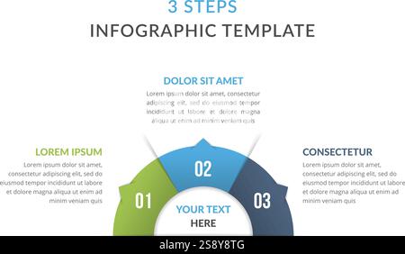 Three options process chart template for presentation Stock Vector ...